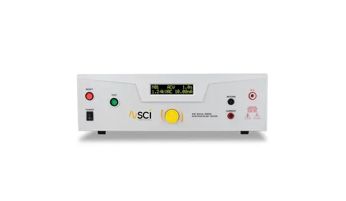 448. Hipot de 5 kV a 100 mA CA, Hipot de 6 kV a 10 mA CC, resistencia de aislamiento, conexión a tierra de 40 A CA, homologación CE