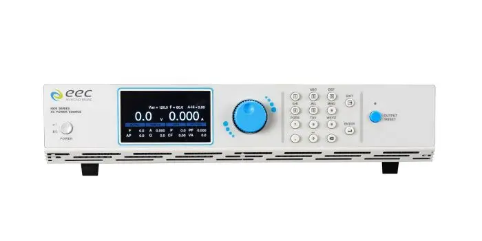 8530. Fuente de alimentación. 3000 VA, voltaje de salida hasta 310 V CA, frecuencia de salida de 5 a 1200 Hz, homologado CE